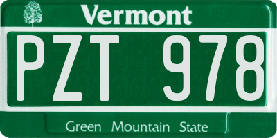 VT license plate PZT978