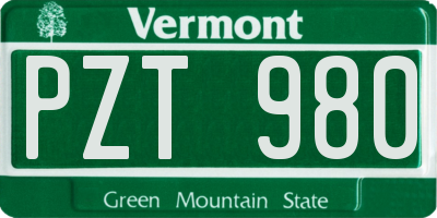 VT license plate PZT980