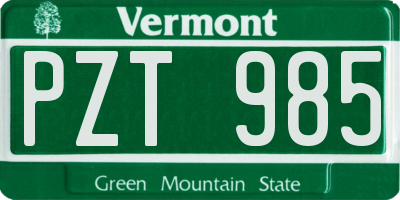 VT license plate PZT985