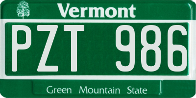 VT license plate PZT986