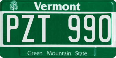 VT license plate PZT990