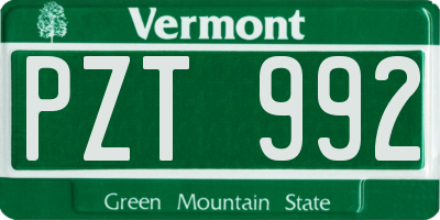 VT license plate PZT992