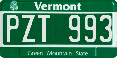 VT license plate PZT993