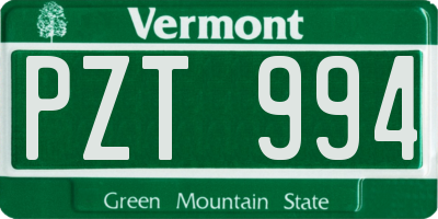 VT license plate PZT994