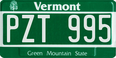 VT license plate PZT995