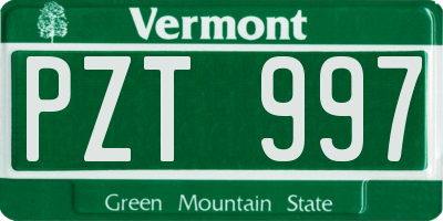 VT license plate PZT997