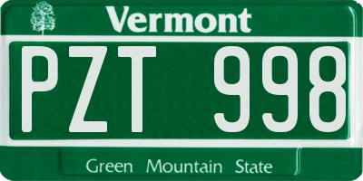 VT license plate PZT998