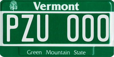VT license plate PZU000