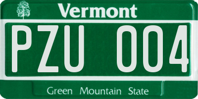 VT license plate PZU004