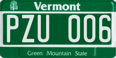 VT license plate PZU006