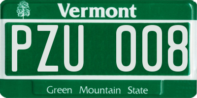 VT license plate PZU008