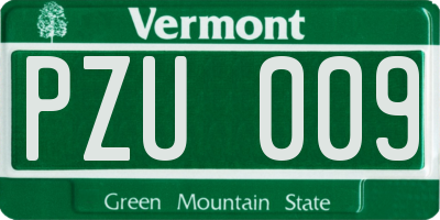 VT license plate PZU009