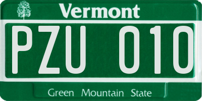 VT license plate PZU010