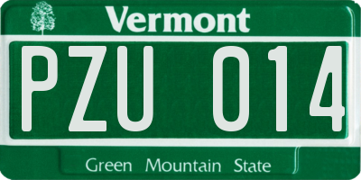 VT license plate PZU014