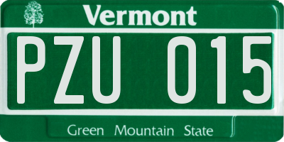 VT license plate PZU015
