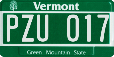 VT license plate PZU017