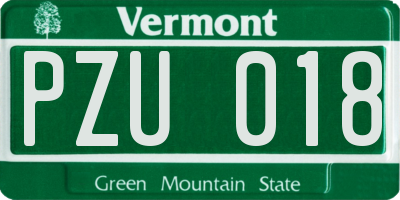 VT license plate PZU018