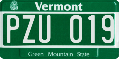 VT license plate PZU019