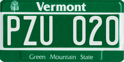 VT license plate PZU020
