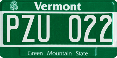 VT license plate PZU022