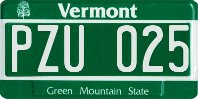 VT license plate PZU025
