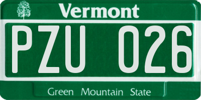 VT license plate PZU026