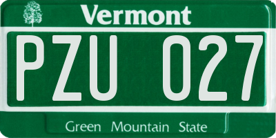 VT license plate PZU027