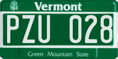 VT license plate PZU028