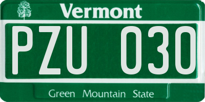 VT license plate PZU030