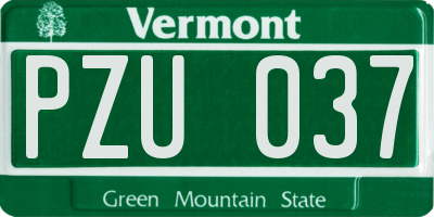 VT license plate PZU037