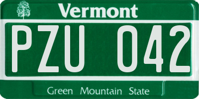 VT license plate PZU042