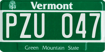 VT license plate PZU047