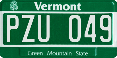 VT license plate PZU049