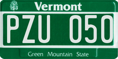 VT license plate PZU050