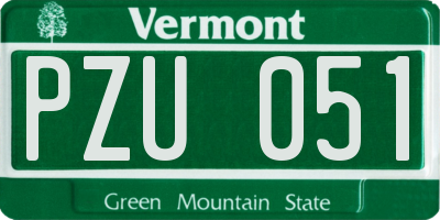 VT license plate PZU051