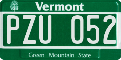 VT license plate PZU052