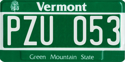 VT license plate PZU053