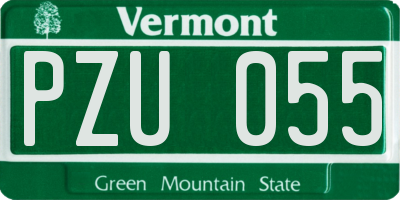 VT license plate PZU055