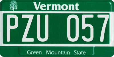 VT license plate PZU057