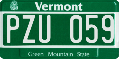 VT license plate PZU059