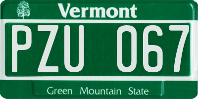 VT license plate PZU067
