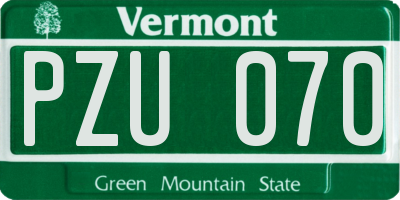 VT license plate PZU070