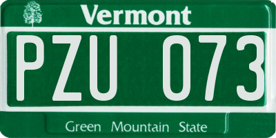 VT license plate PZU073