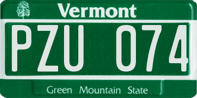 VT license plate PZU074