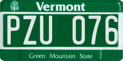 VT license plate PZU076