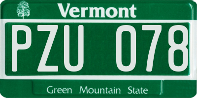 VT license plate PZU078