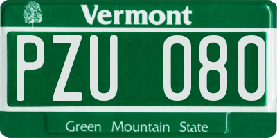 VT license plate PZU080