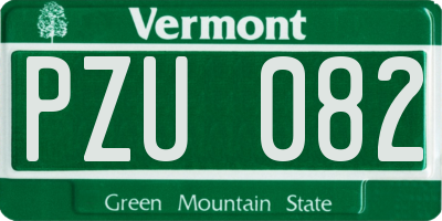 VT license plate PZU082