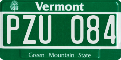 VT license plate PZU084