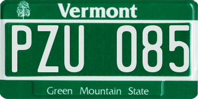 VT license plate PZU085